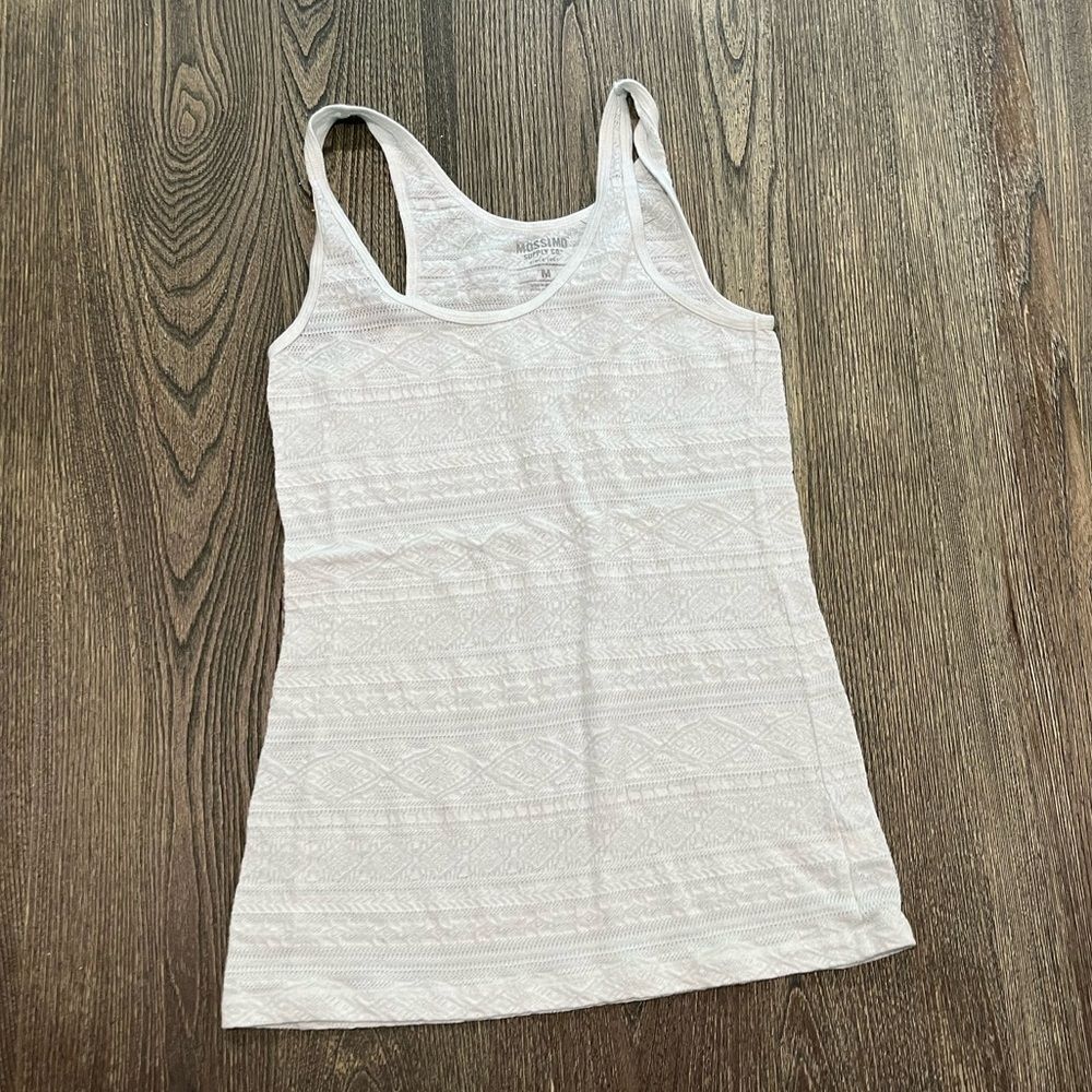 Mossimo Supply Co. Eyelet Tank Top Scoop Neckline Cotton Blend White Medium